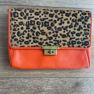Fossil  Leopard clutch bag.